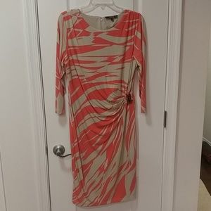 Alex Marie Pink and Tan Wrap Dress Size Large